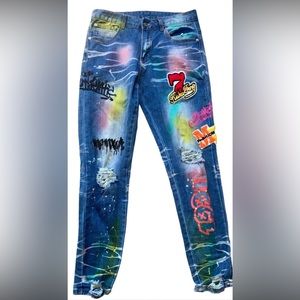 Men’s Designer Jeans Graffiti